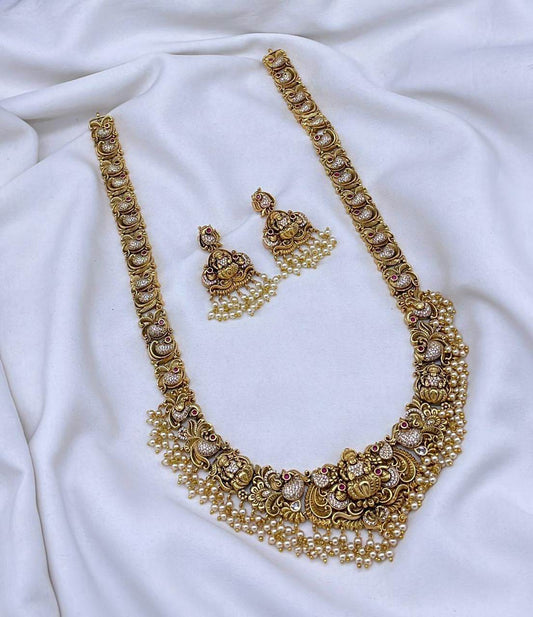 Nakshi Work with AD Stones Bridal Haram - Nakshatra Jewels