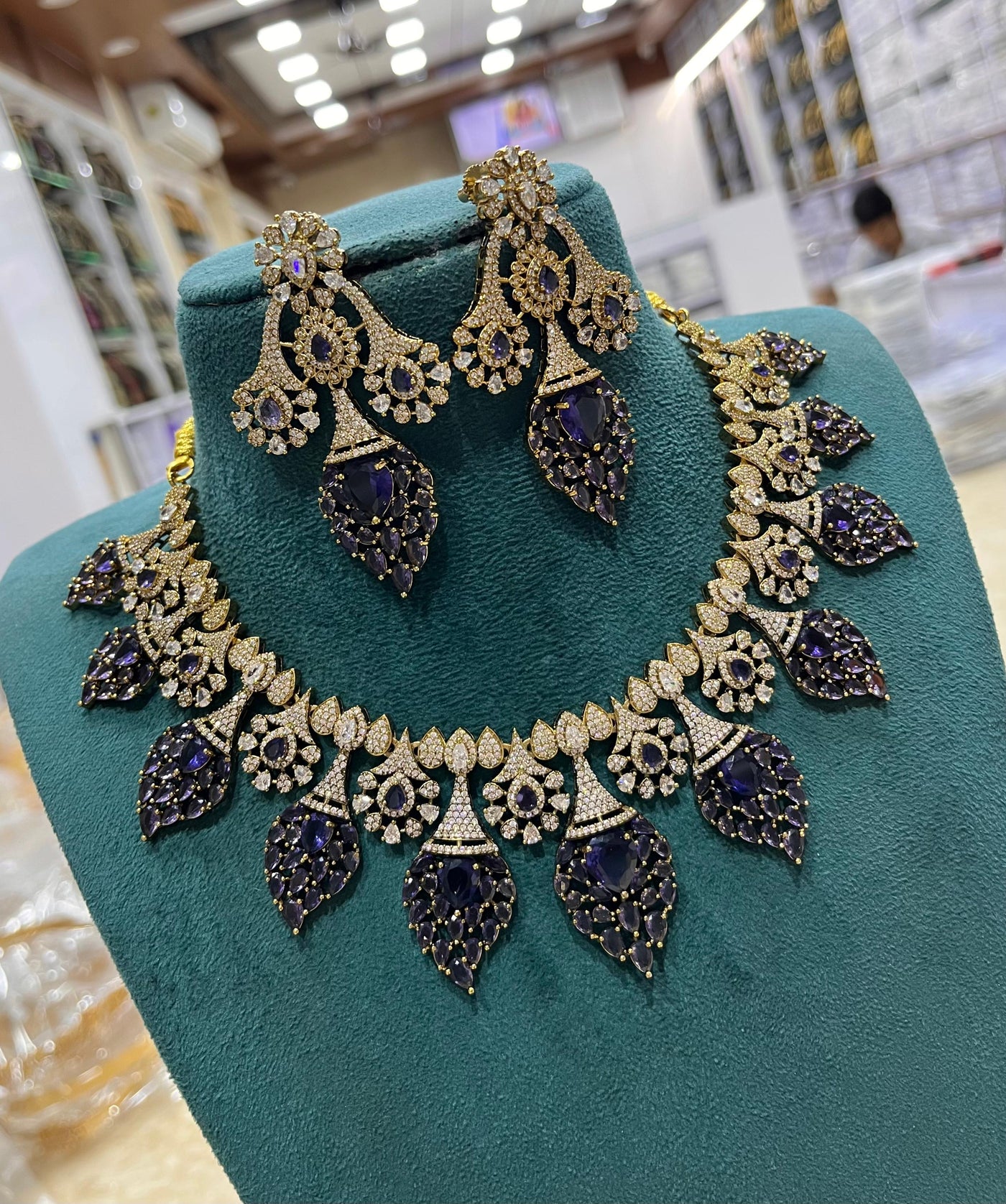 Victorian Polish with AD Stone Bridal Necklace