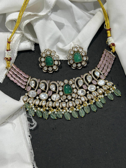 Moissanite Stones Bridal Necklace - Nakshatra Jewels