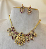 Nagasi Work with Kempu Stones Bridal Necklace - Nakshatra Jewels