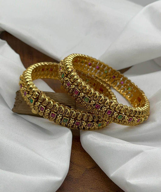 Premium Matt with Kempu Stone Bangles - Nakshatra Jewels
