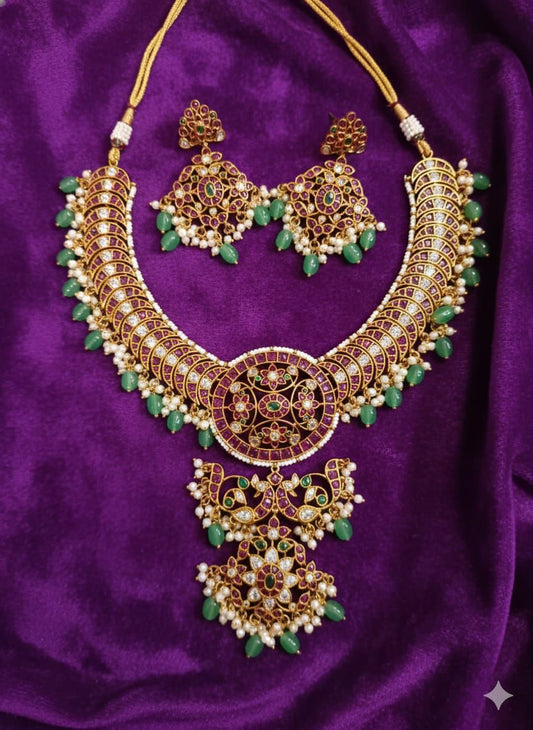 Nagasi work with Kempu Stones Necklace