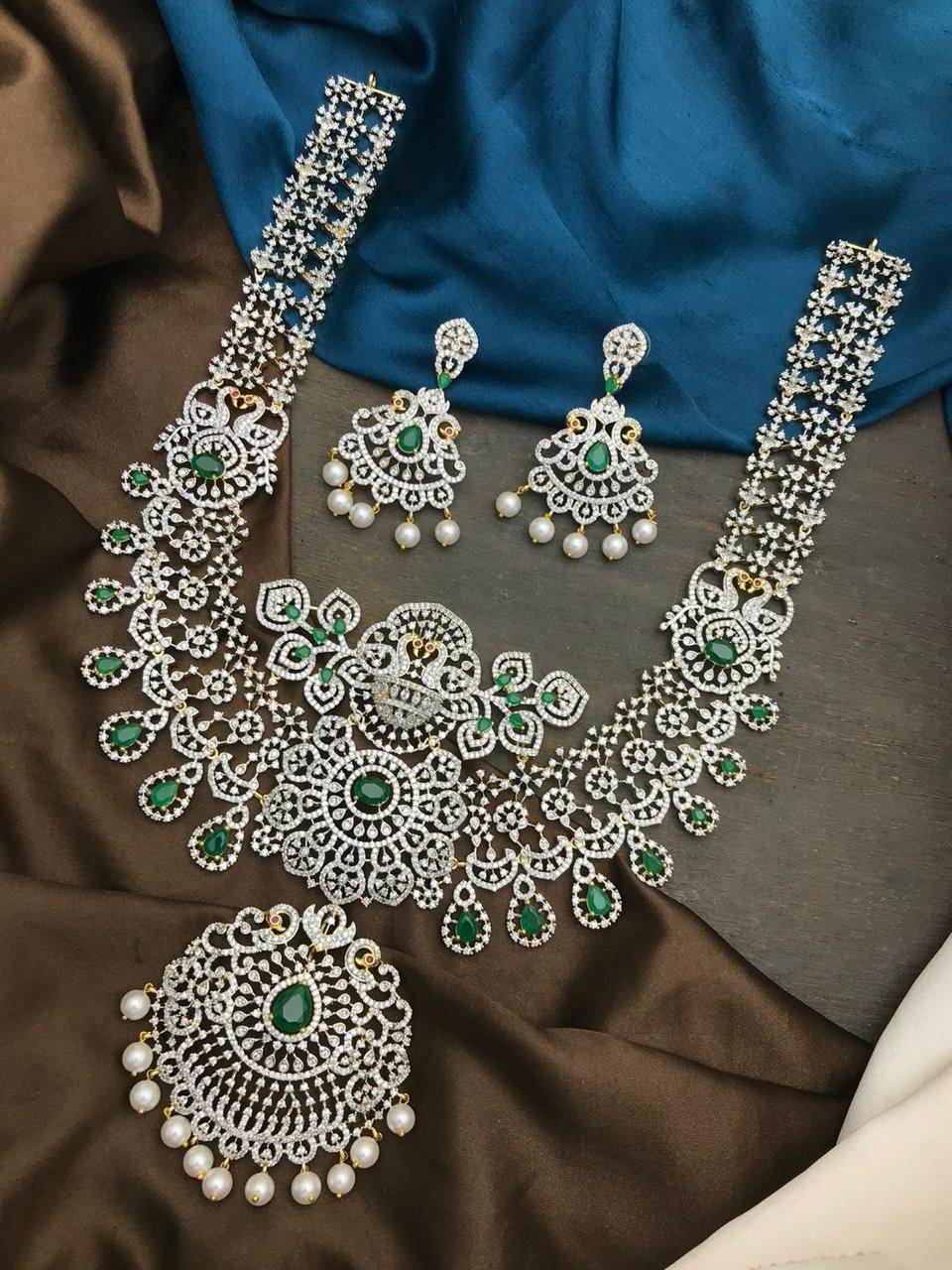 American Diamond Stones Bridal Haram - Nakshatra Jewels