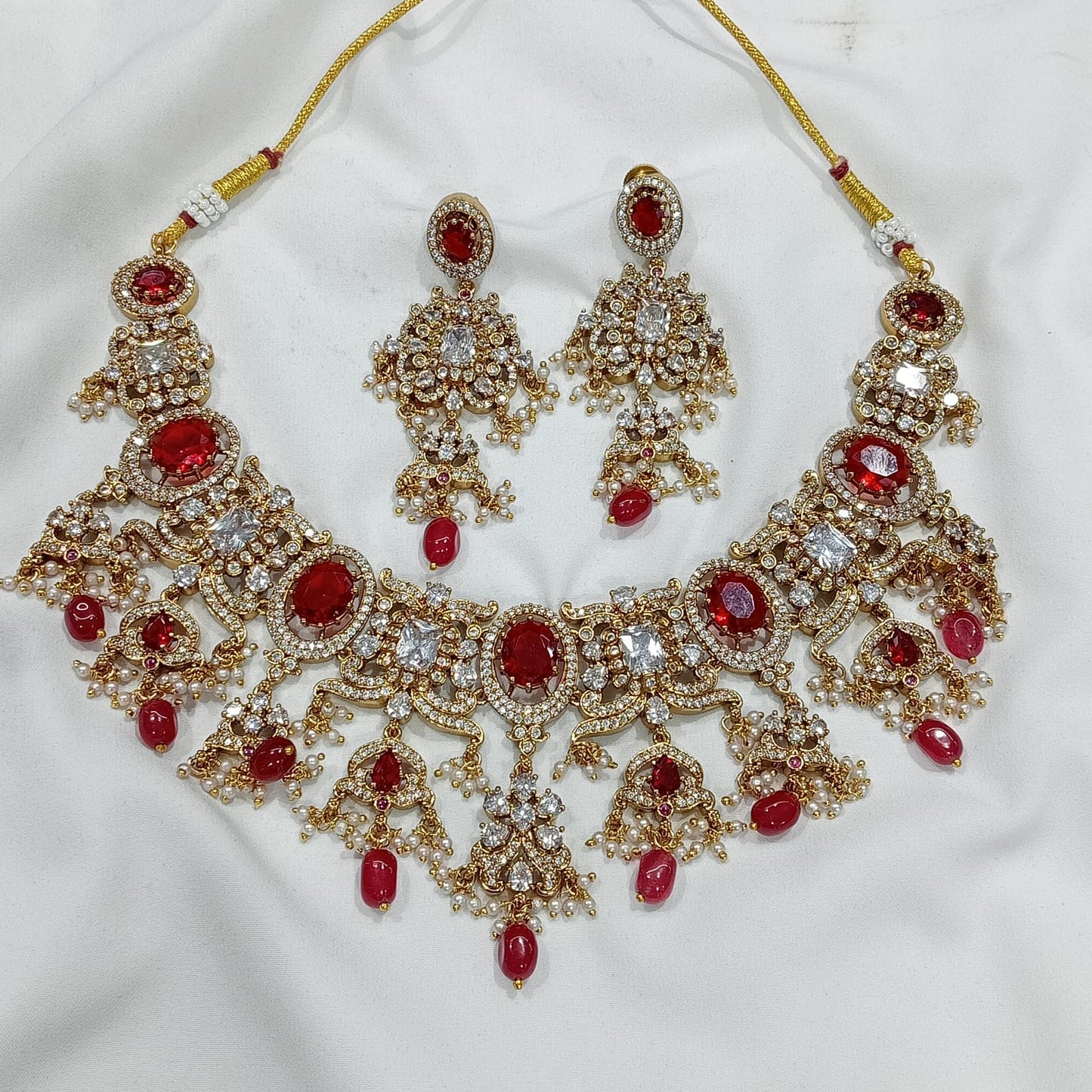 Victorian Polish with AD Stones Bridal Necklace