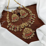 Nakshi Work with AD & Coral beads Bridal Necklace - Nakshatra Jewels