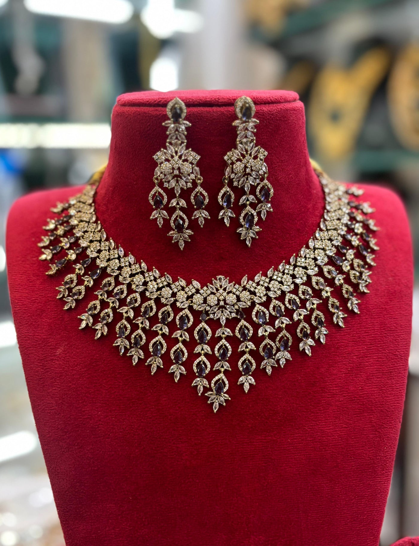 Victorian Polish With AD Stones Bridal Necklace