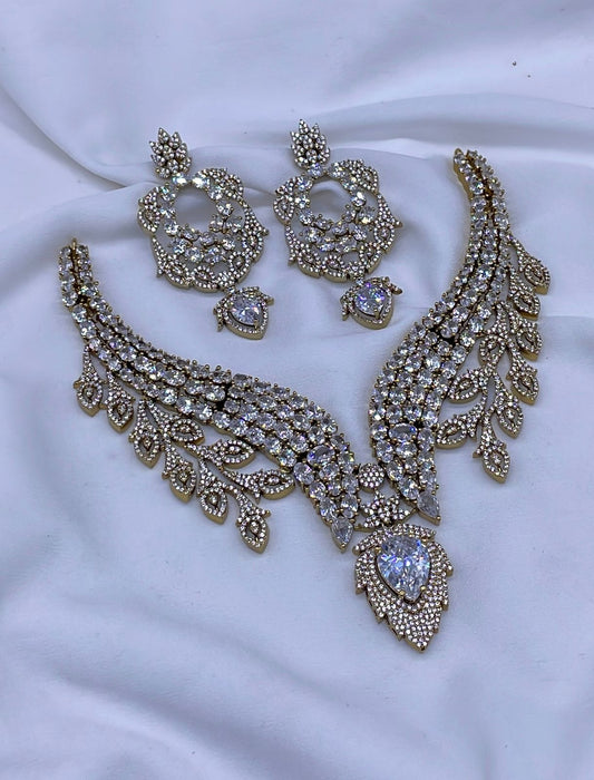 Victorian Polish AD Stones Bridal Neck Set