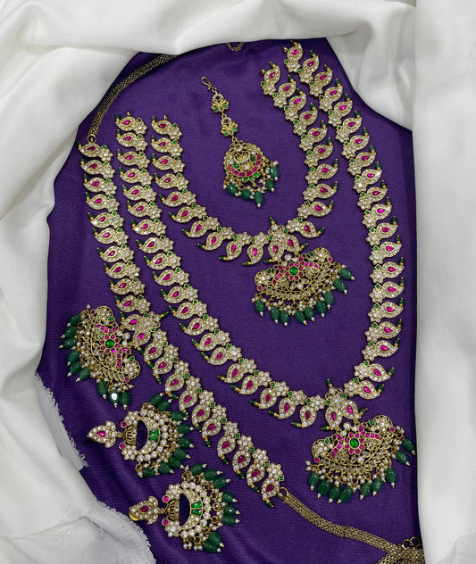 Jaadu Kundan Stones Bridal Combo Set