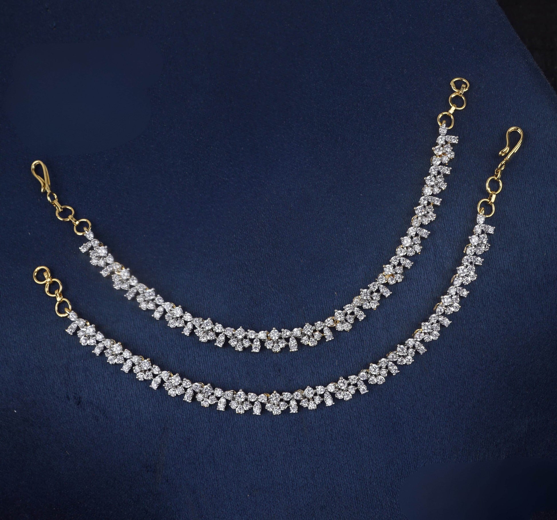 AD Stones Ear Chains - Nakshatra Jewels