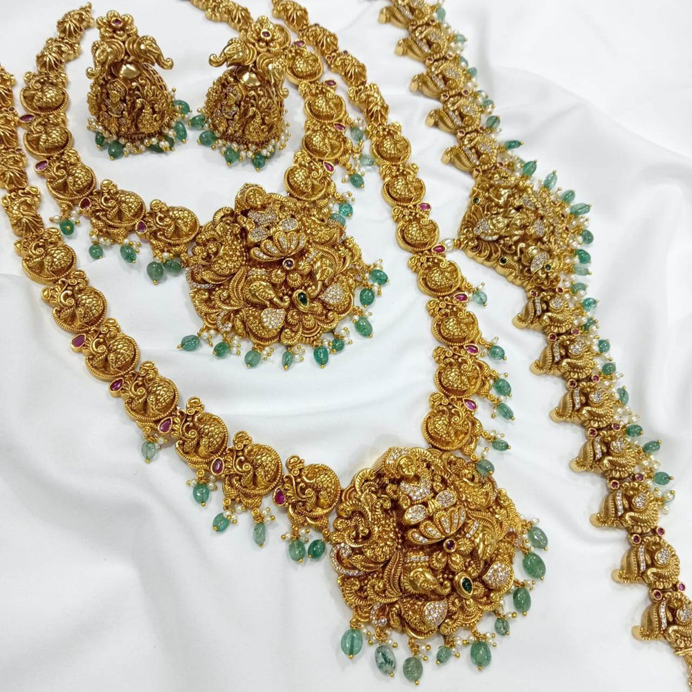 Nakshi Work with AD stones Bridal combo set - Nakshatra Jewels