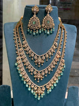 Victorian Polish with Moissanite Stones Layer Haram set - Nakshatra Jewels