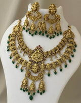 Nagasi Work with Kempu Stones Bridal Necklace - Nakshatra Jewels