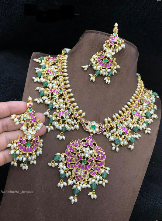 Jaadu Kundan Stones Bridal Guttapusal Necklace