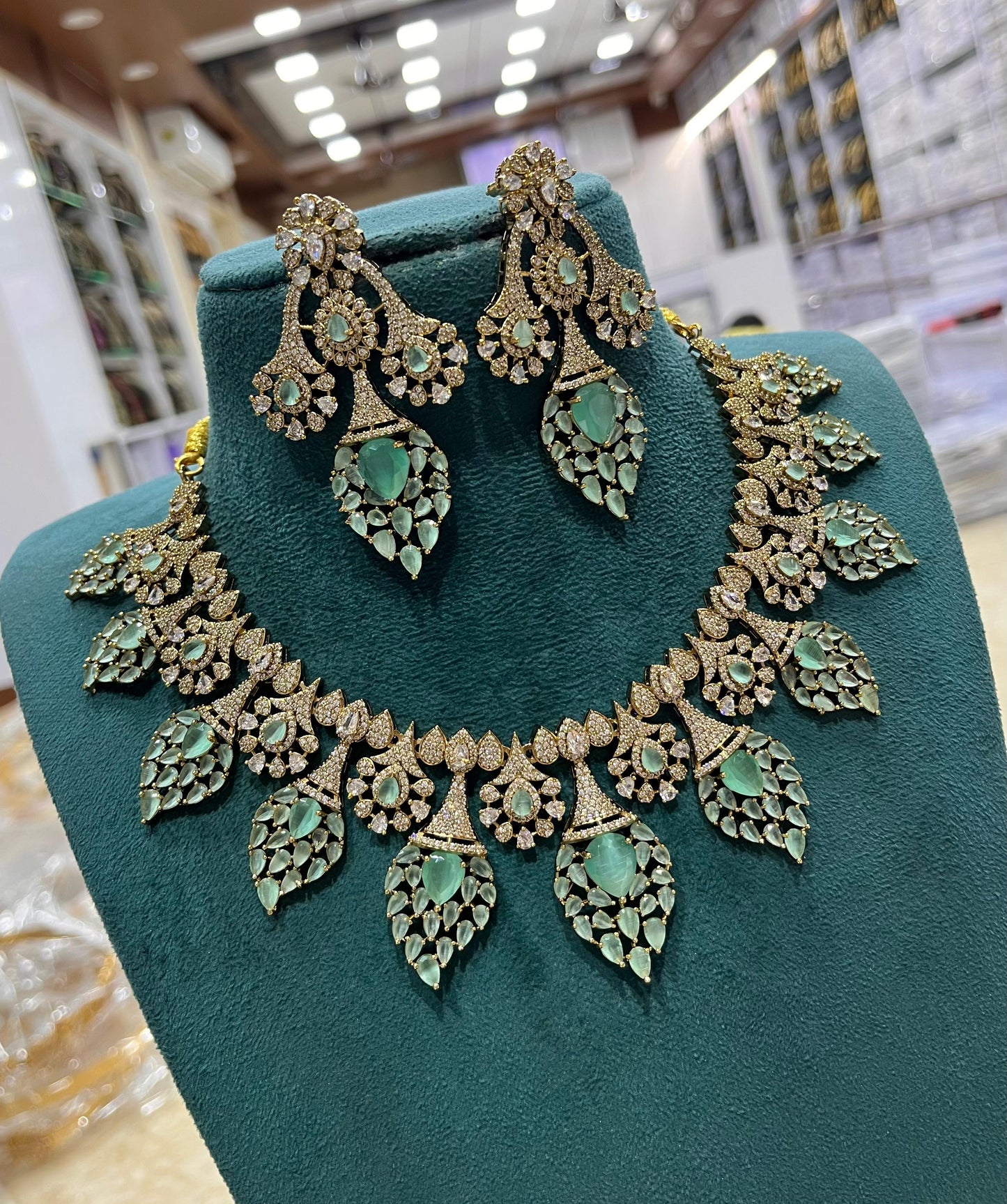 Victorian Polish with AD Stone Bridal Necklace