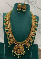 Nakshi Work with Kempu Stones Bridal Haram - Nakshatra Jewels