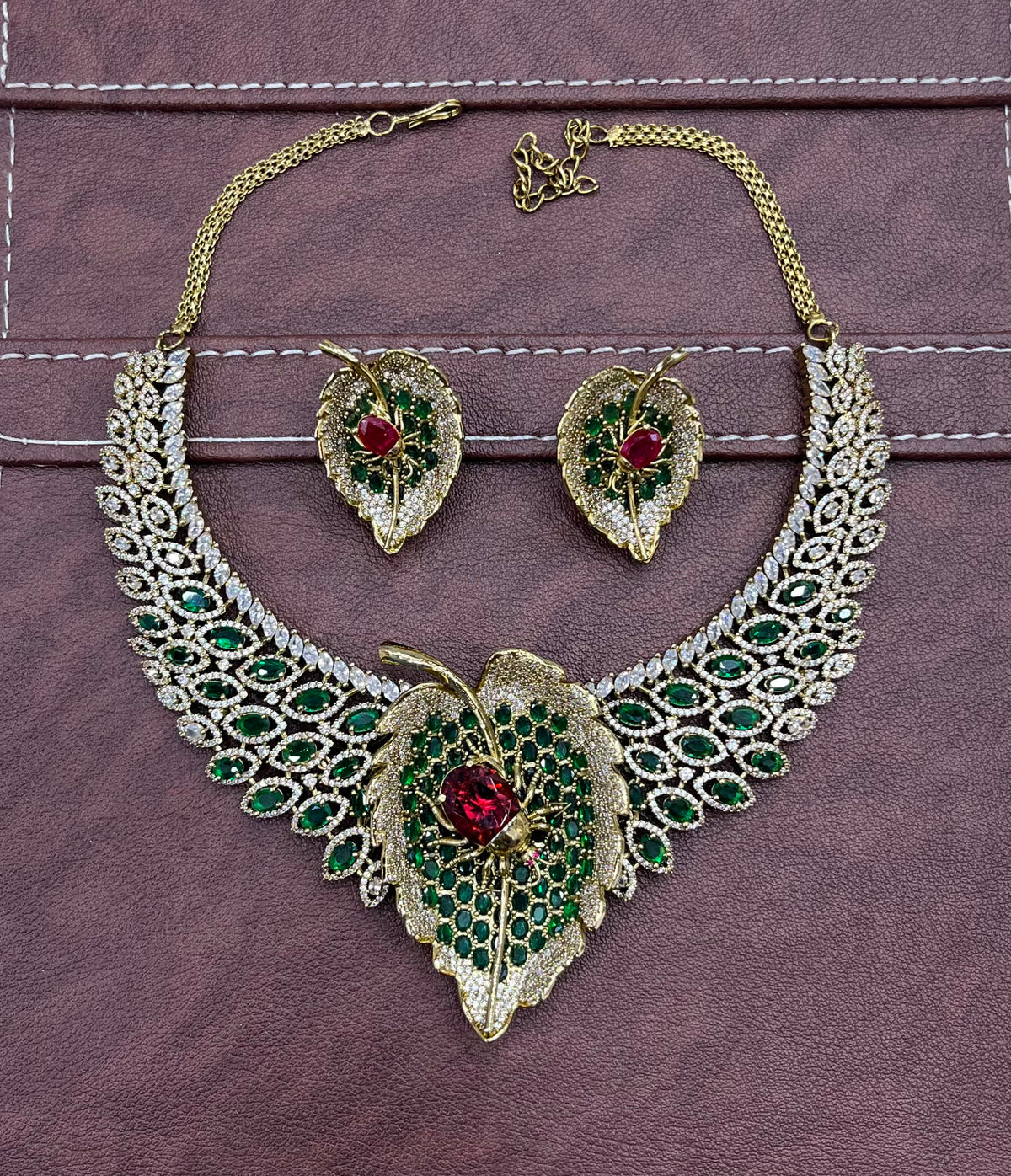 Victorian Polish with AD Stones Designer Necklace