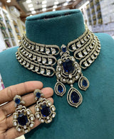 Victorian Polish with AD & Mossianite Stones Bridal Choker