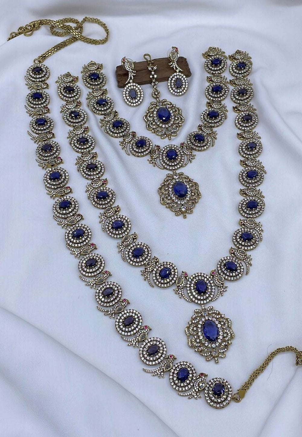 Victorian Polish with AD Stones Bridal Combo Set - Nakshatra Jewels