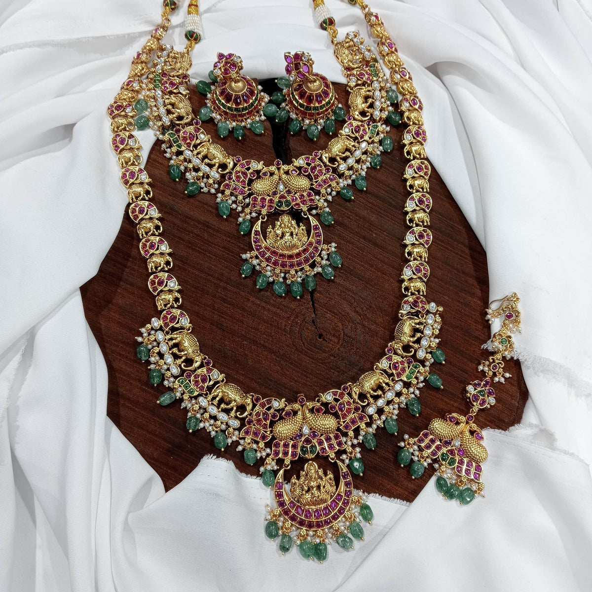 Nakshi Work with Kempu Stones Bridal Combo