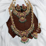 Nakshi Work with Kempu Stones Bridal Combo - Nakshatra Jewels