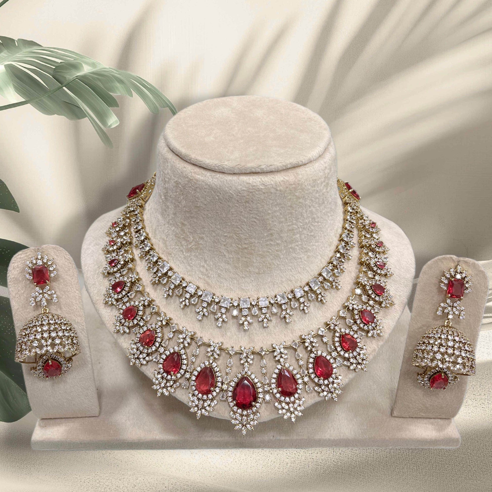 AD with Doublet Stone Layer Necklace - Nakshatra Jewels