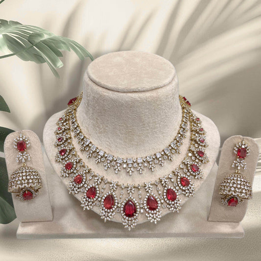 AD with Doublet Stone Layer Necklace - Nakshatra Jewels