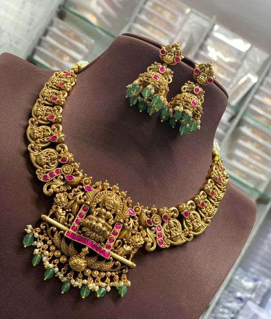 Nakshi Work with Kundan Stones Bridal Necklace