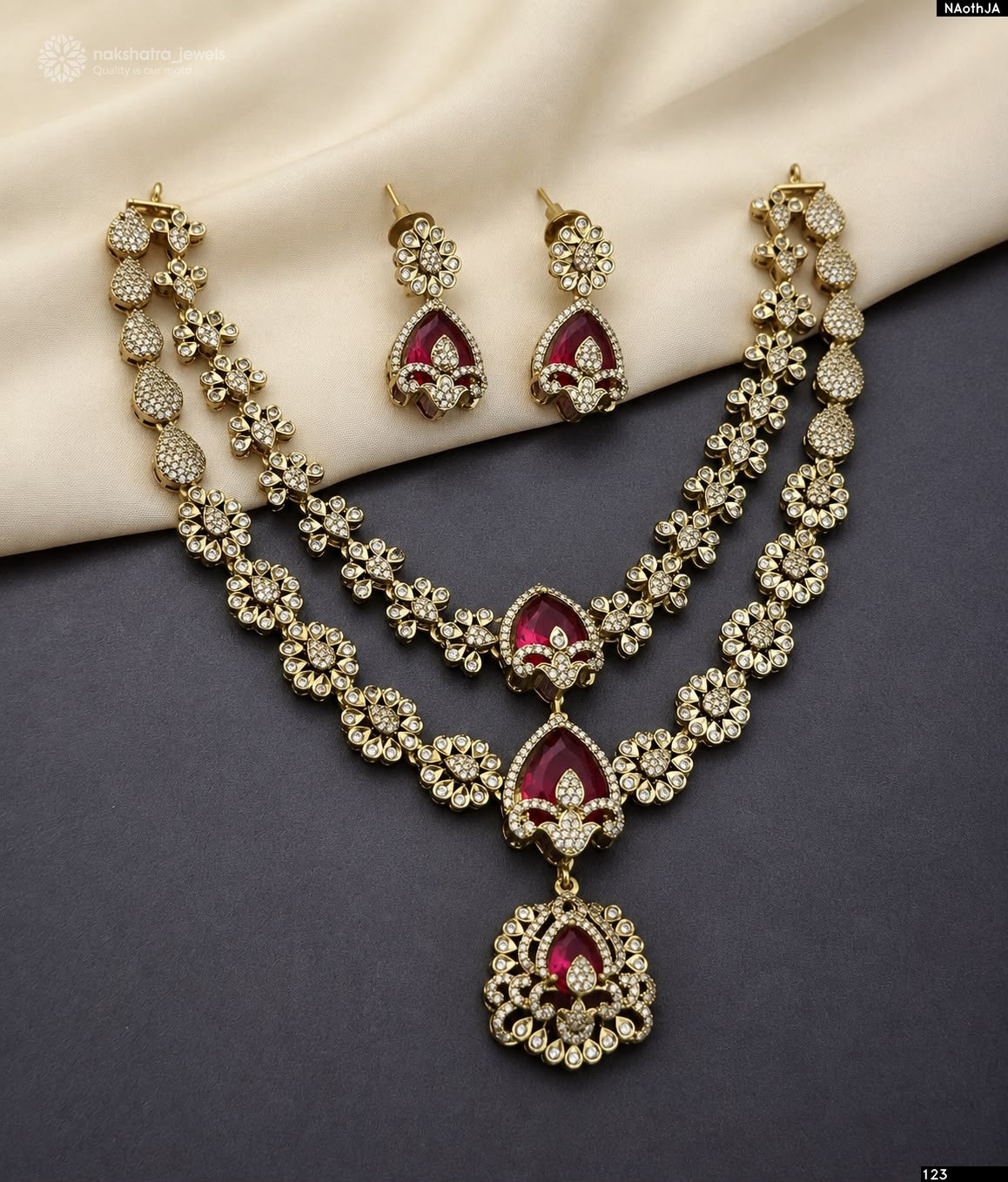Victorian Polish AD Stones Necklace