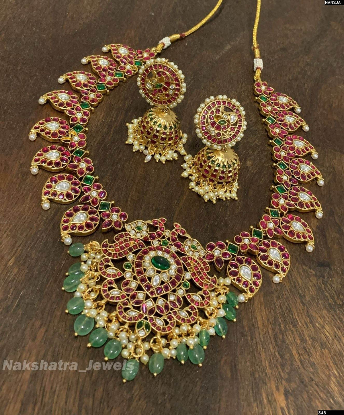 Nagasi work with Kempu Stones Bridal Necklace