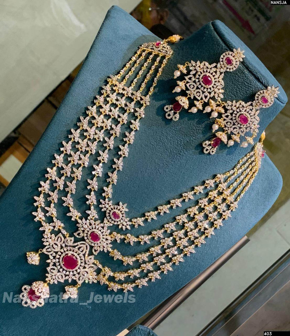 American Diamond Stones Bridal Layer Haram - Nakshatra Jewels