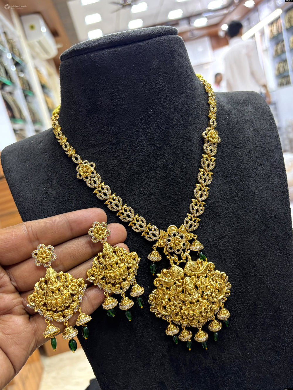 Nakshi Work with AD Stones Bridal Necklace