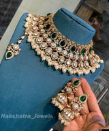 Kundan with Moissanite Stones Bridal Choker - Nakshatra Jewels