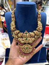 Antique Polish Nakshi Work with Jadau Kundan Stones Bridal Haram (Hand made) - Nakshatra Jewels