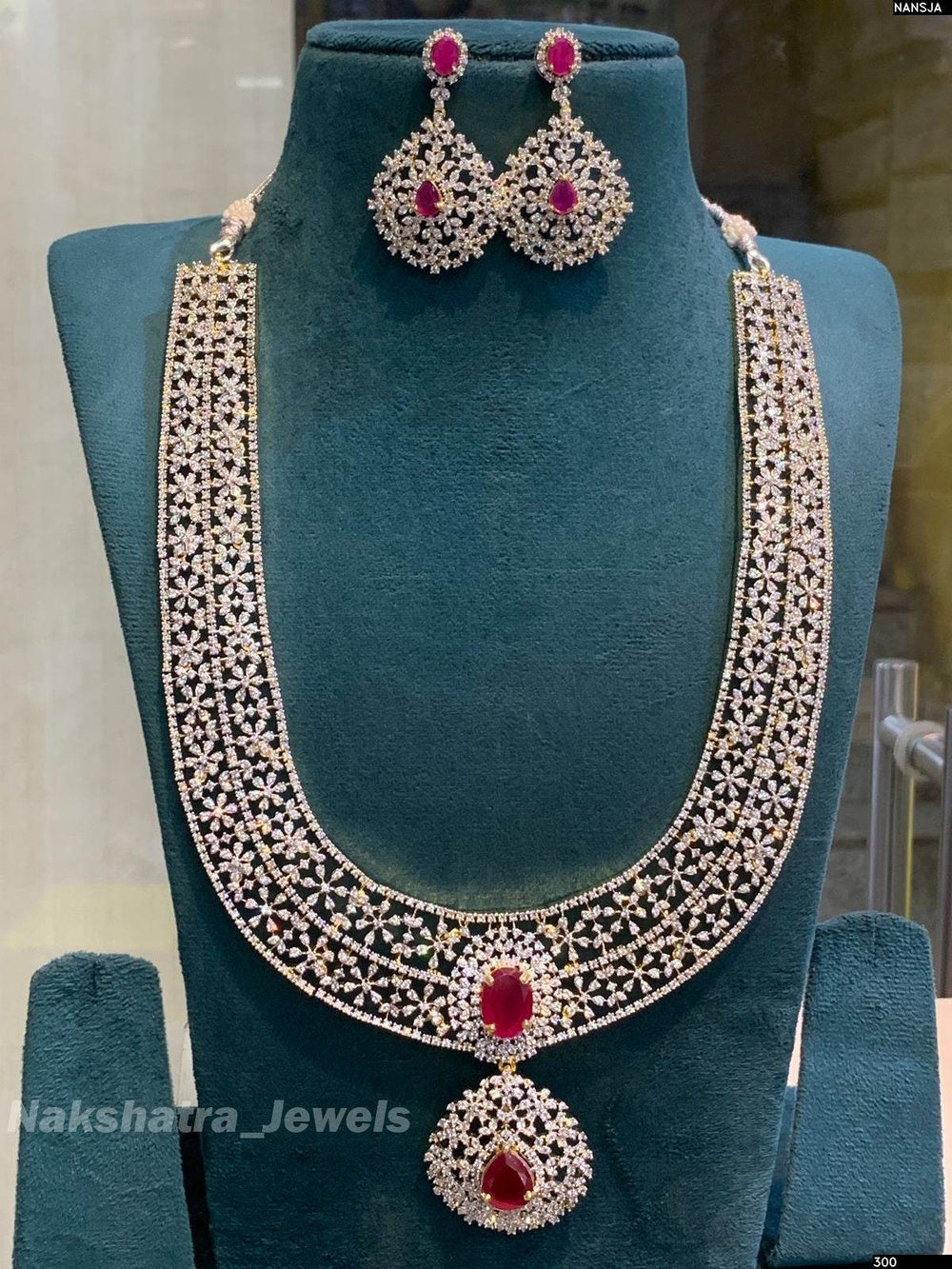 American Diamond Stones Bridal Haram - Nakshatra Jewels