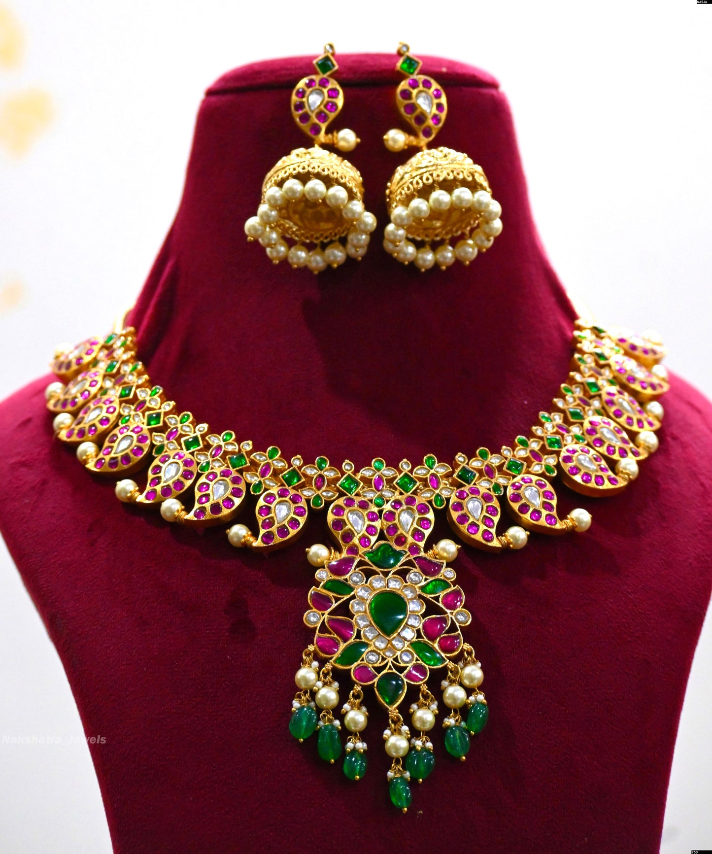 Jaadu Kundan Stones with Nagasi Work Necklace