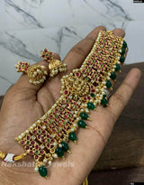 Premium Matt with Kempu Stones Choker - Nakshatra Jewels