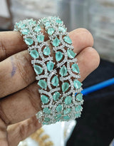 AD Stone Bangles (Silver polish) - Nakshatra Jewels