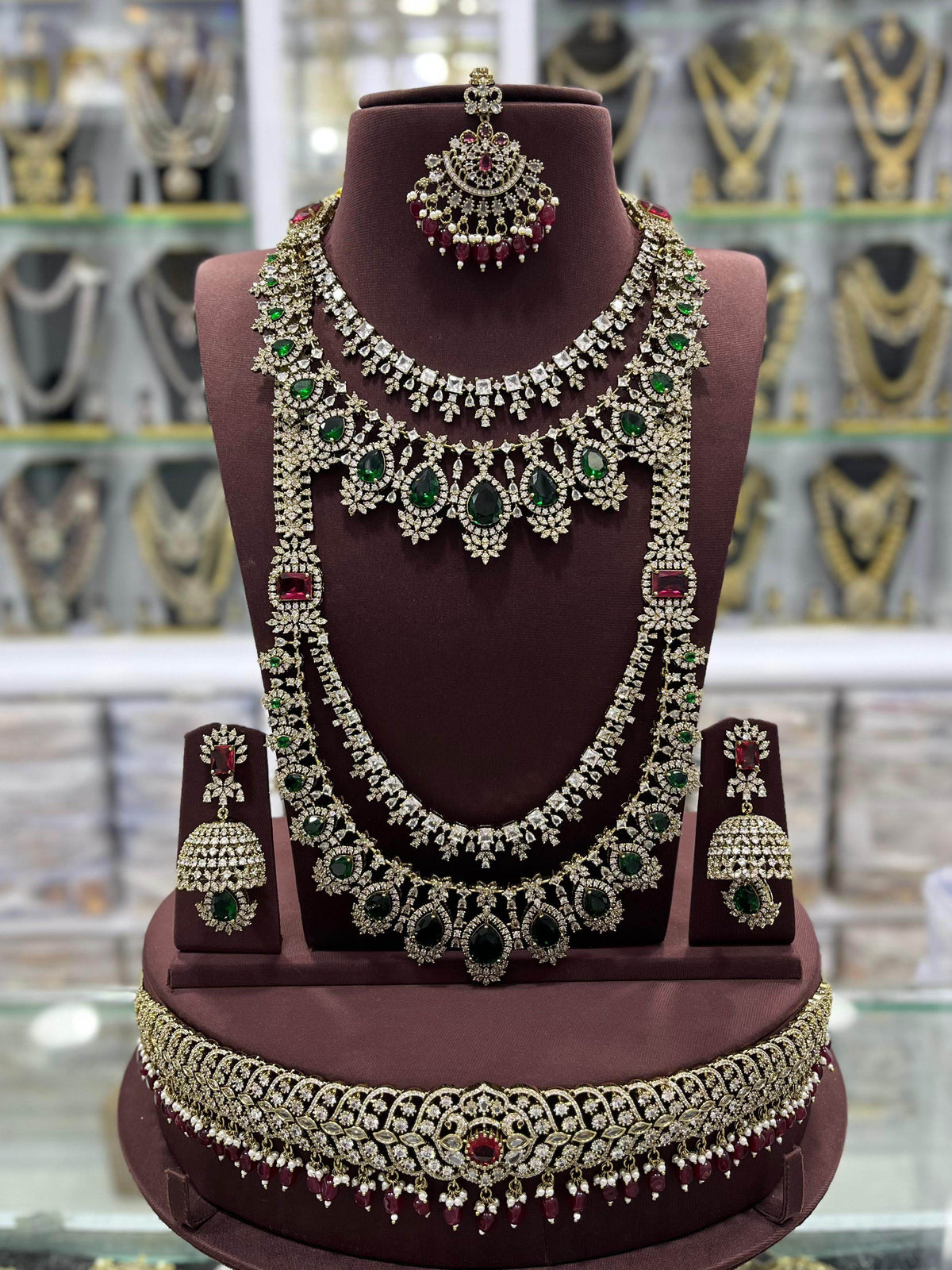Victorian Polish With Mossianite & AD Stones Bridal Set