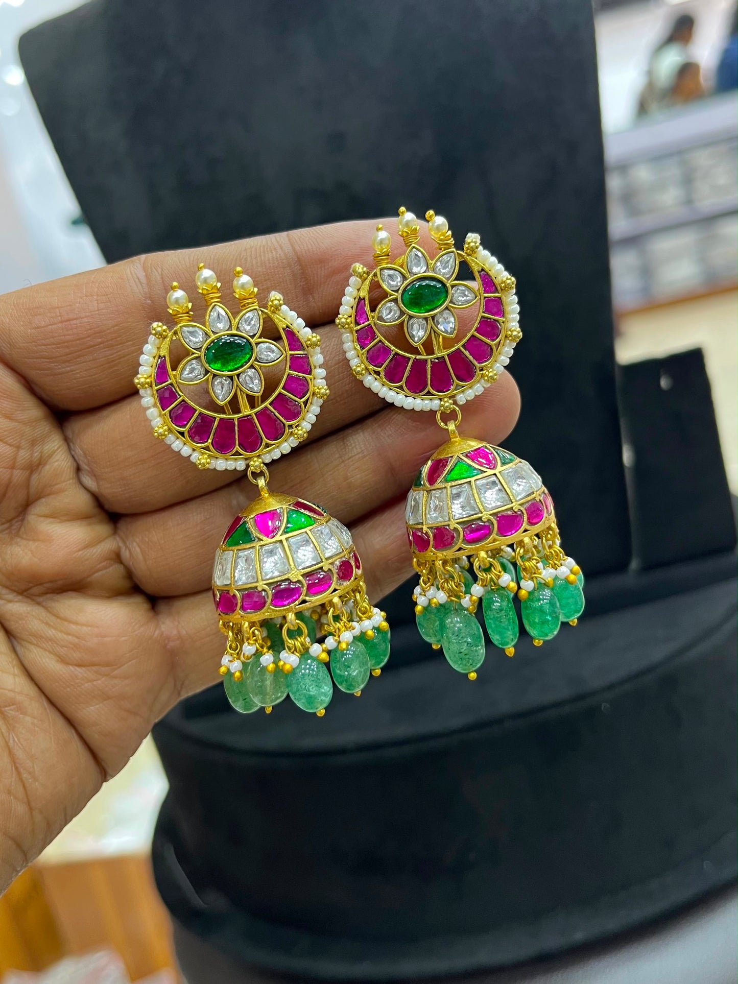 Jaadu Kundan Stones Bridal Earrings