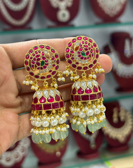 Jaadu Kundan Stones Bridal Earrings