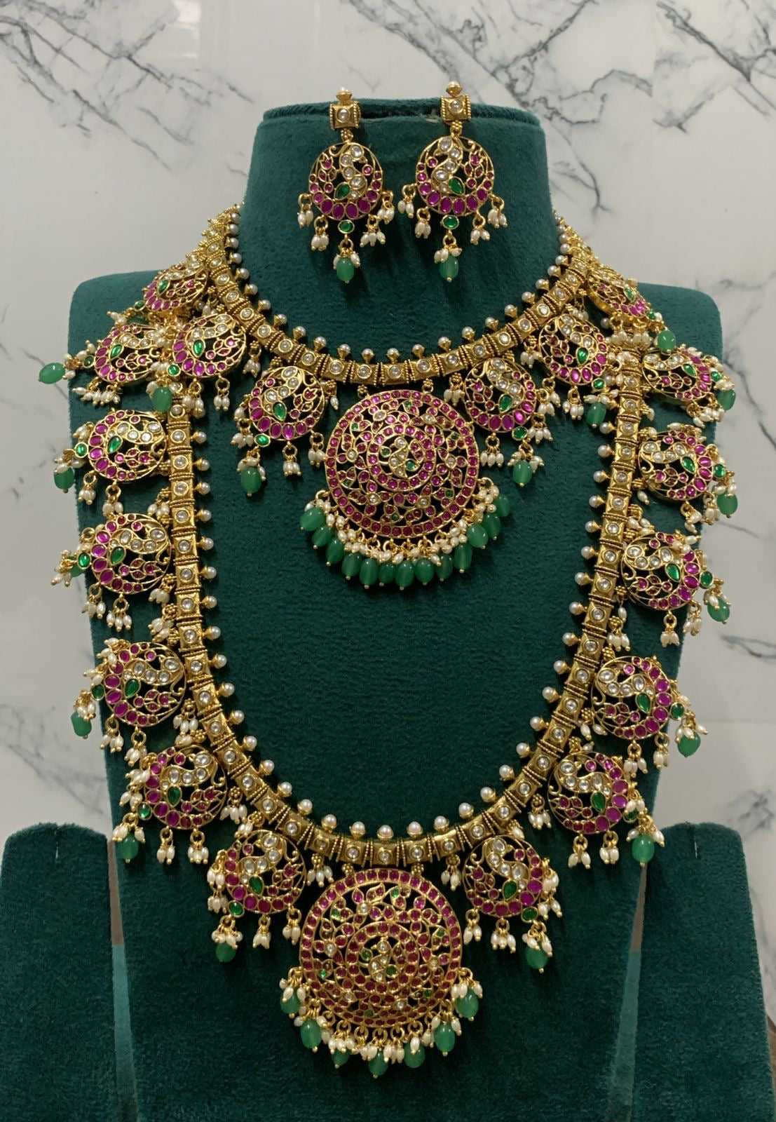 Nakshi Work with Kundan & AD Stones Bridal Combo Set
