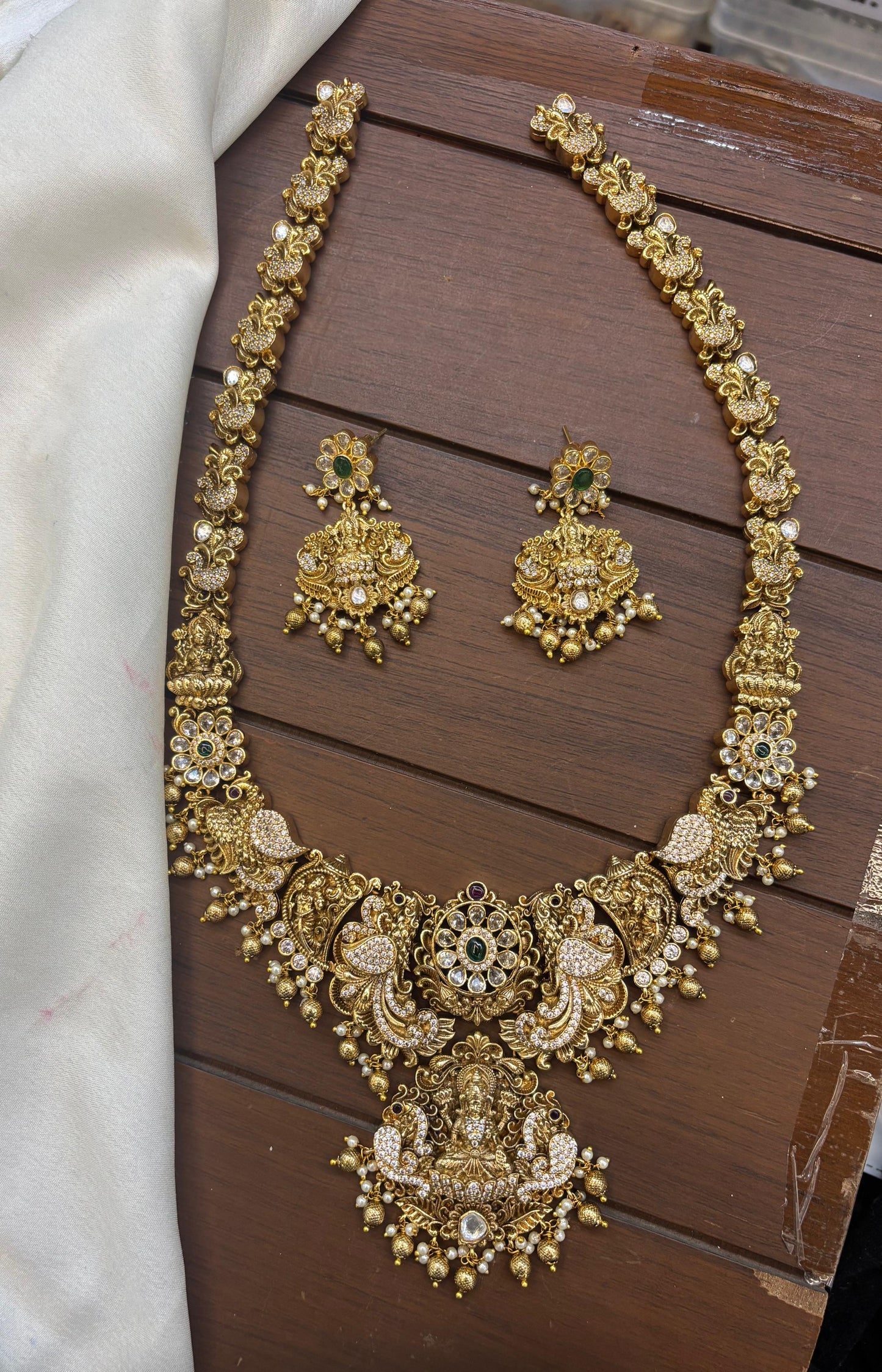 Nakshi Work with Kempu Stones Bridal Necklace