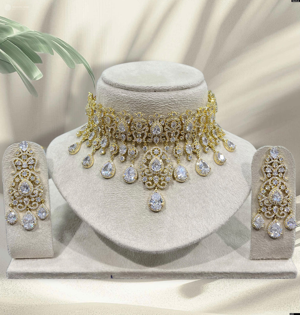 Victorian Polish AD Stones Bridal Neck Set