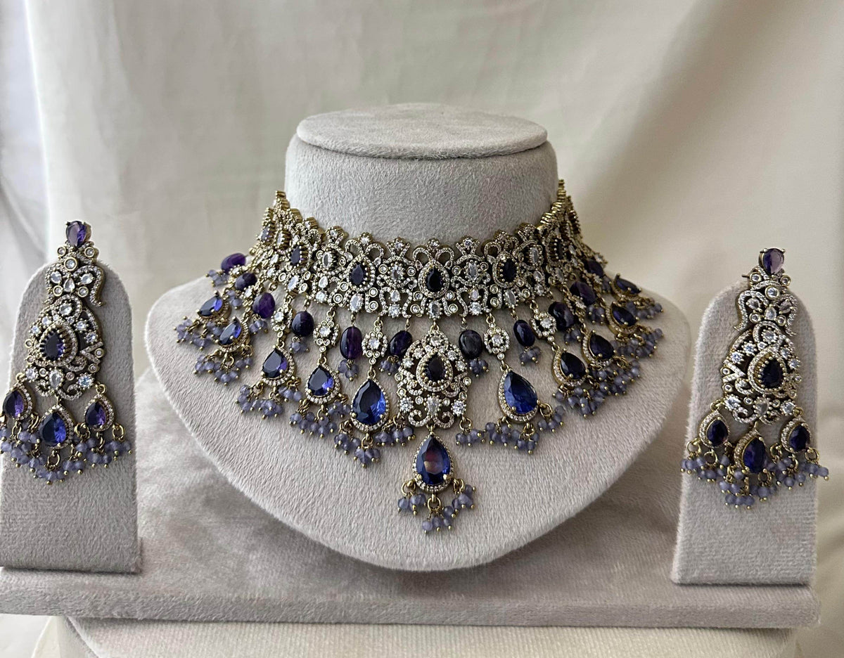Victorian Polish with AD Stones Bridal Neck Set