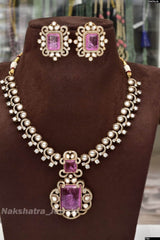 Moissanite Stones with AD Stones Bridal Necklace (Diamond Replica) - Nakshatra Jewels