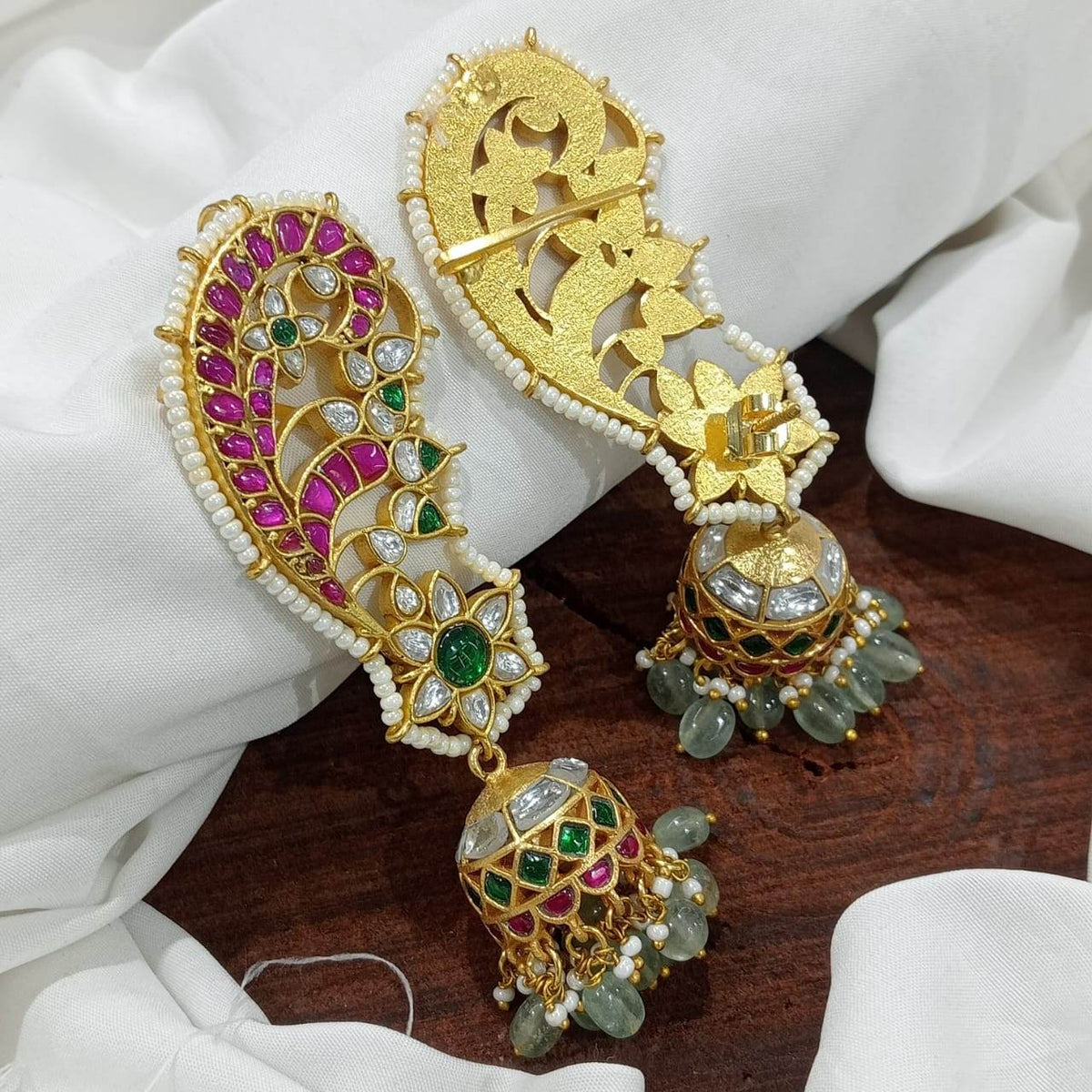 Jaadu Kundan Stones Bridal Earrings