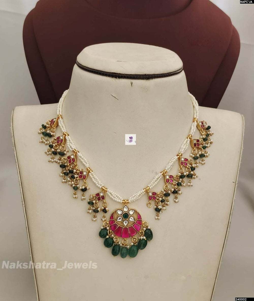 Jadau Kundan Stones Bridal Necklace - Nakshatra Jewels