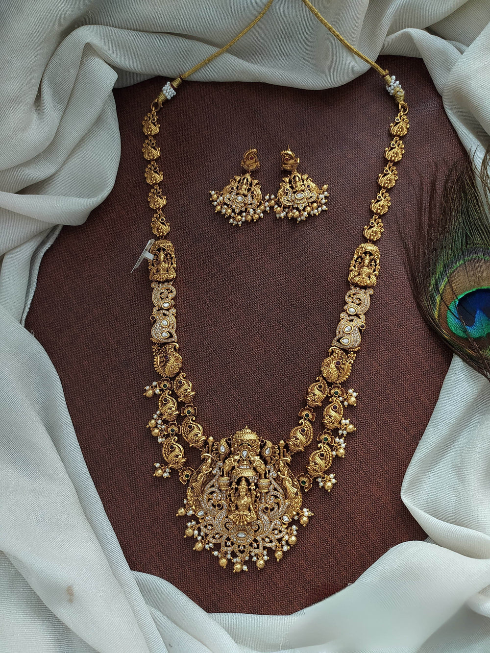 Nakshi Work with AD Stones Bridal Haram (Gold Replica) - Nakshatra Jewels