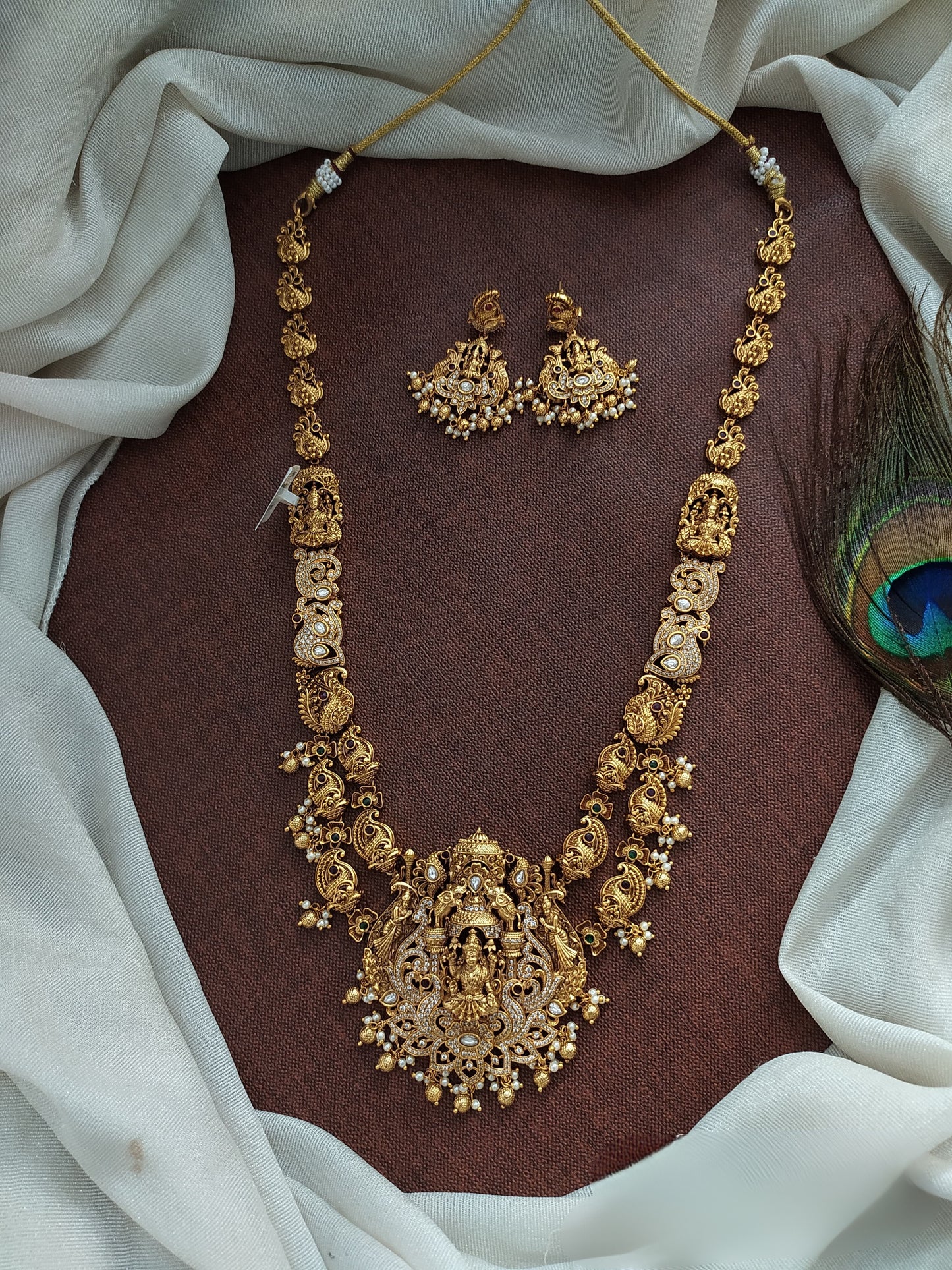 Nakshi Work with AD Stones Bridal Haram (Gold Replica)