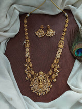 Nakshi Work with AD Stones Bridal Haram (Gold Replica) - Nakshatra Jewels